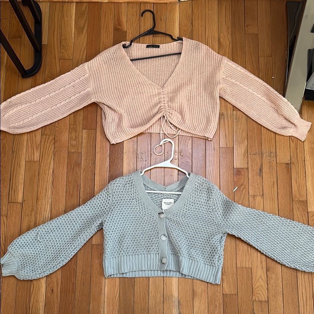 Pink and Gray Women's Sweater Set